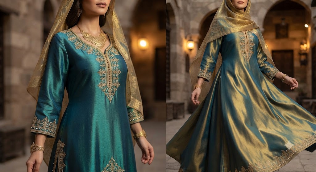 Peacock Silk Dress