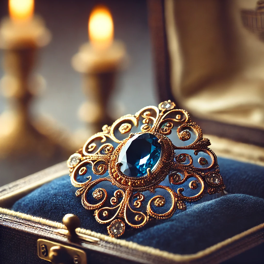 Blue-gemmed brooch